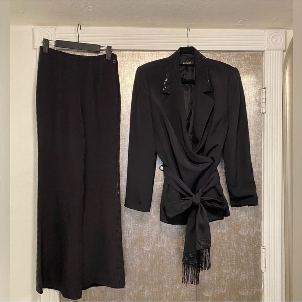 Escada Black Swarovski crystal Embellished pant set( S)